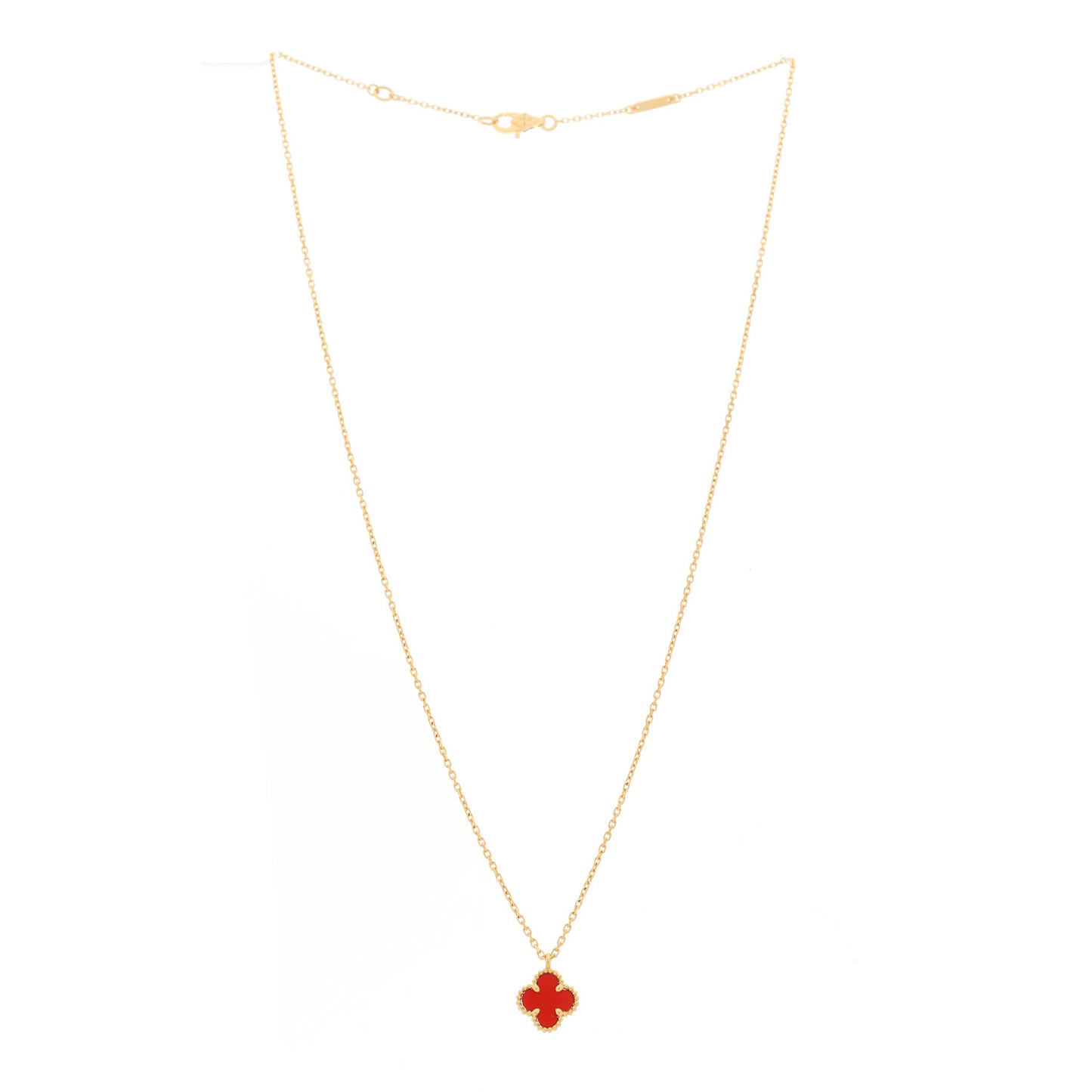 18K Rose Gold Carnelian Sweet Alhambra Pendant Necklace