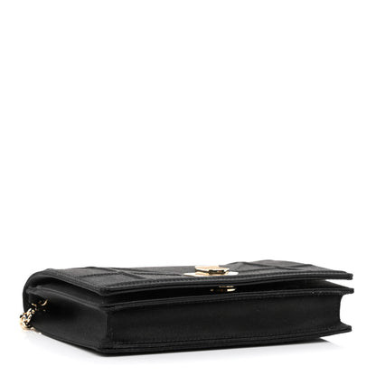 Christian Dior Satin Diorama Wallet on Chain Pouch Black 4 of 11