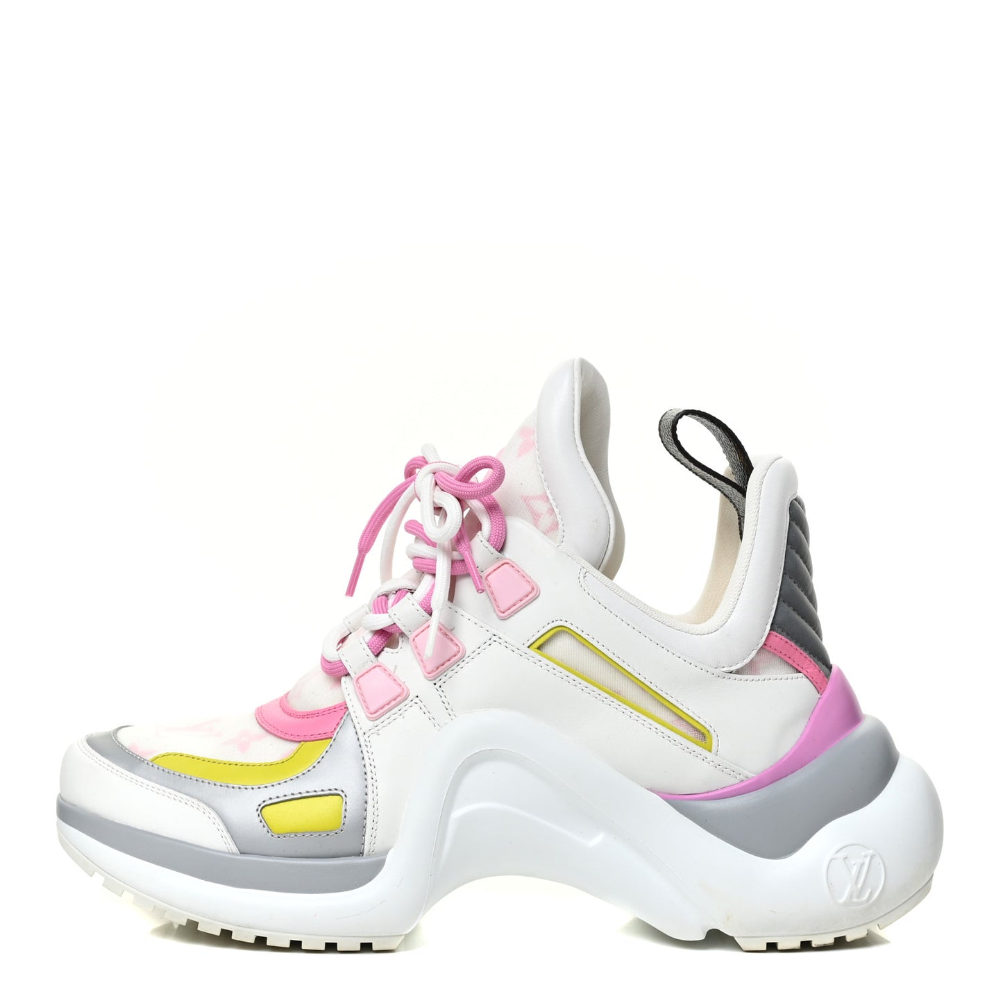 Calfskin Technical Nylon LV Archlight Sneakers 40 White Pink Yellow