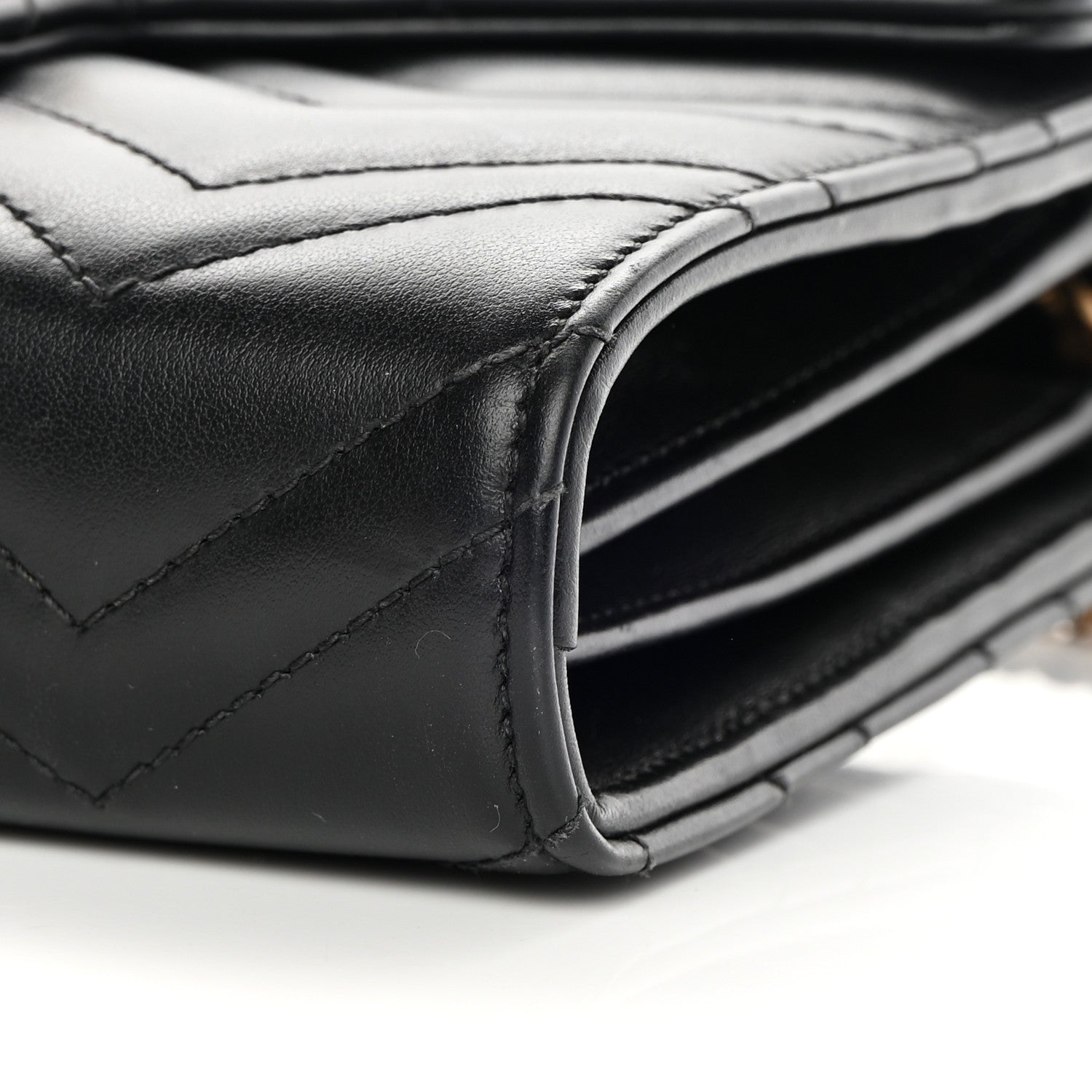Gucci Calfskin Matelasse GG Marmont Chain Wallet Black 10 of 14