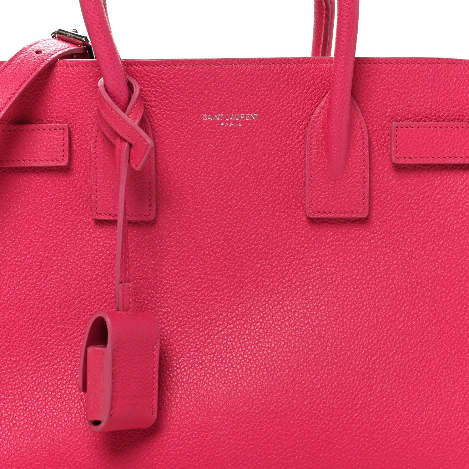 Saint Laurent Grained Calfskin Baby Sac De Jour Lipstick Fuchsia 7 of 9