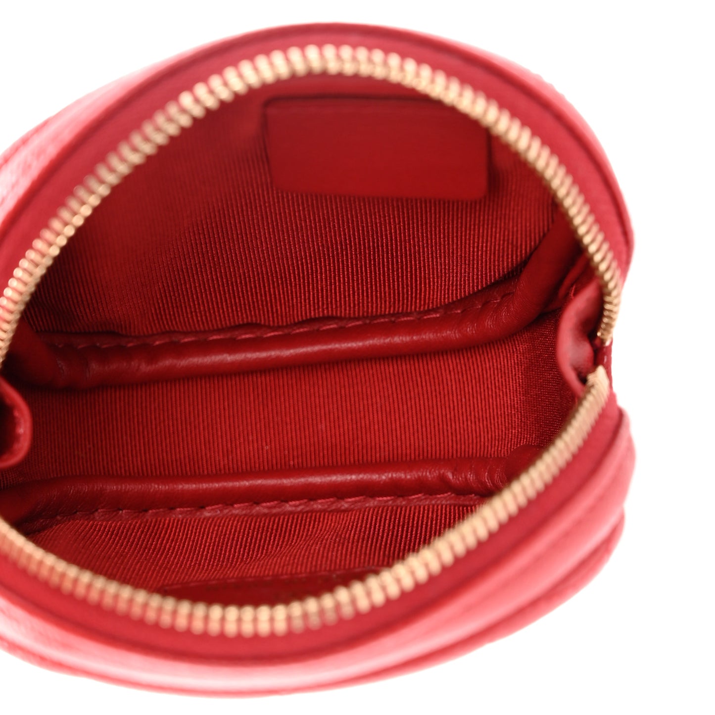 Caviar Quilted Zip Around Classic Coin Purse Red