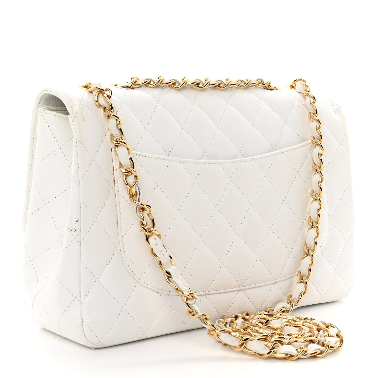 Chanel Caviar Quilted Jumbo Single Flap White 3 of 11