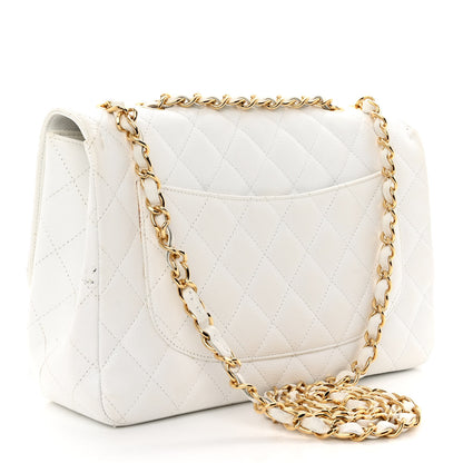 Chanel Caviar Quilted Jumbo Single Flap White 3 of 11
