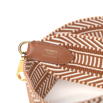 Hermes Toile Swift 50mm Sangle Cavale Shoulder Strap Ecru Beige Gold 3 of 5