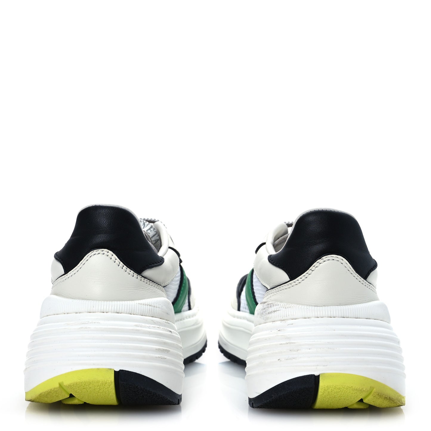 Calfskin Technical Mesh Speedster Sneakers 40 White Black Green