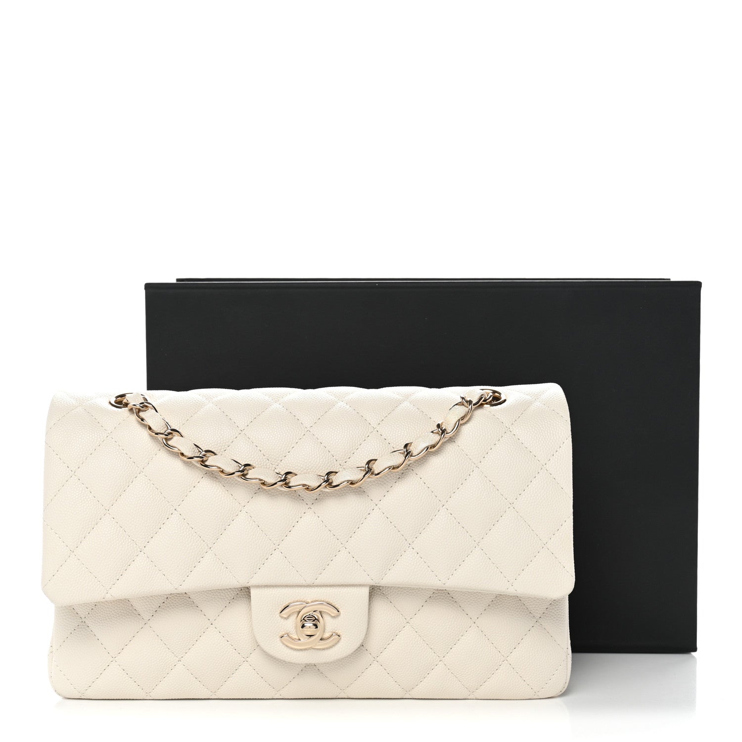 Chanel Caviar Quilted Medium Double Flap White 11 of 11