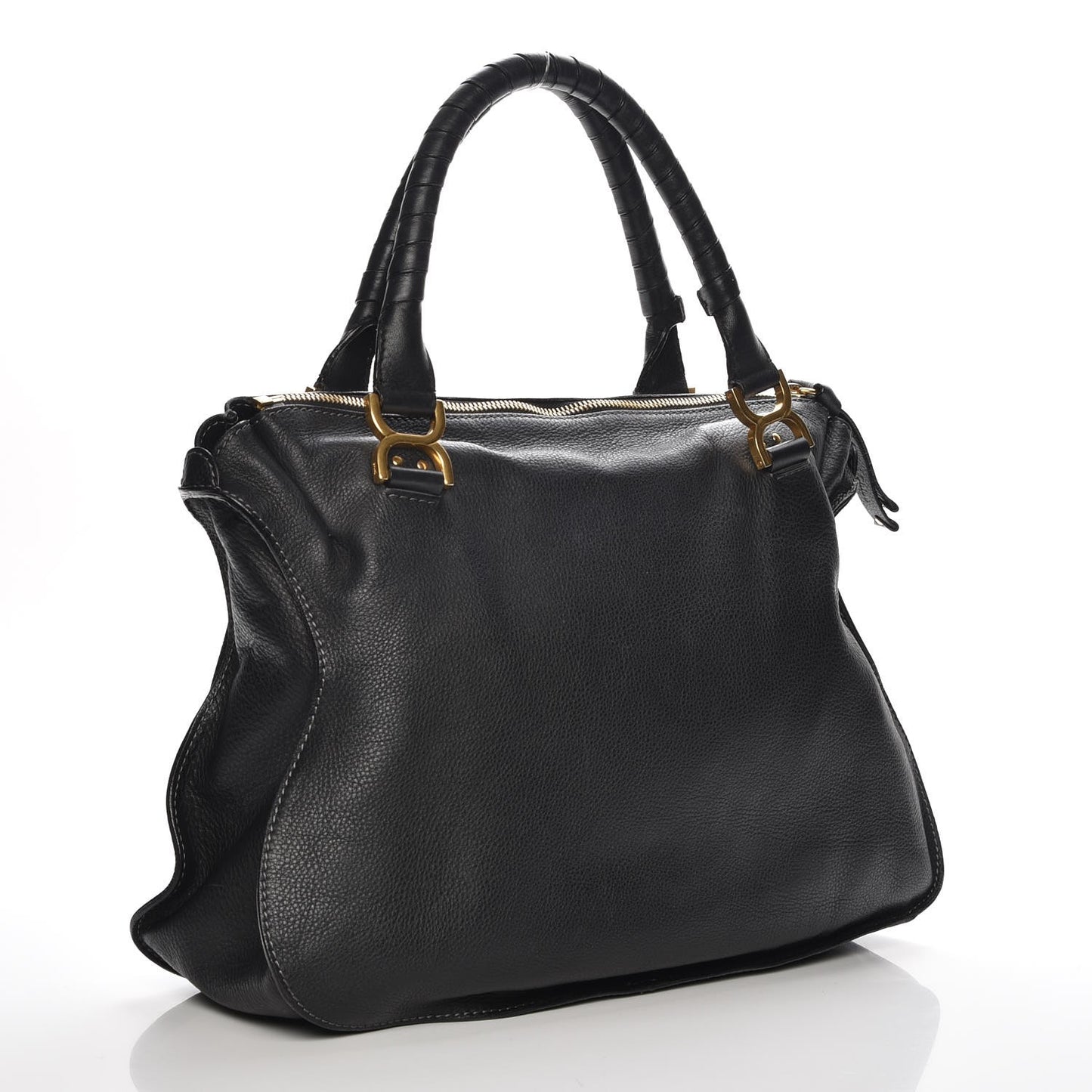 Calfskin Large Marcie Satchel Black