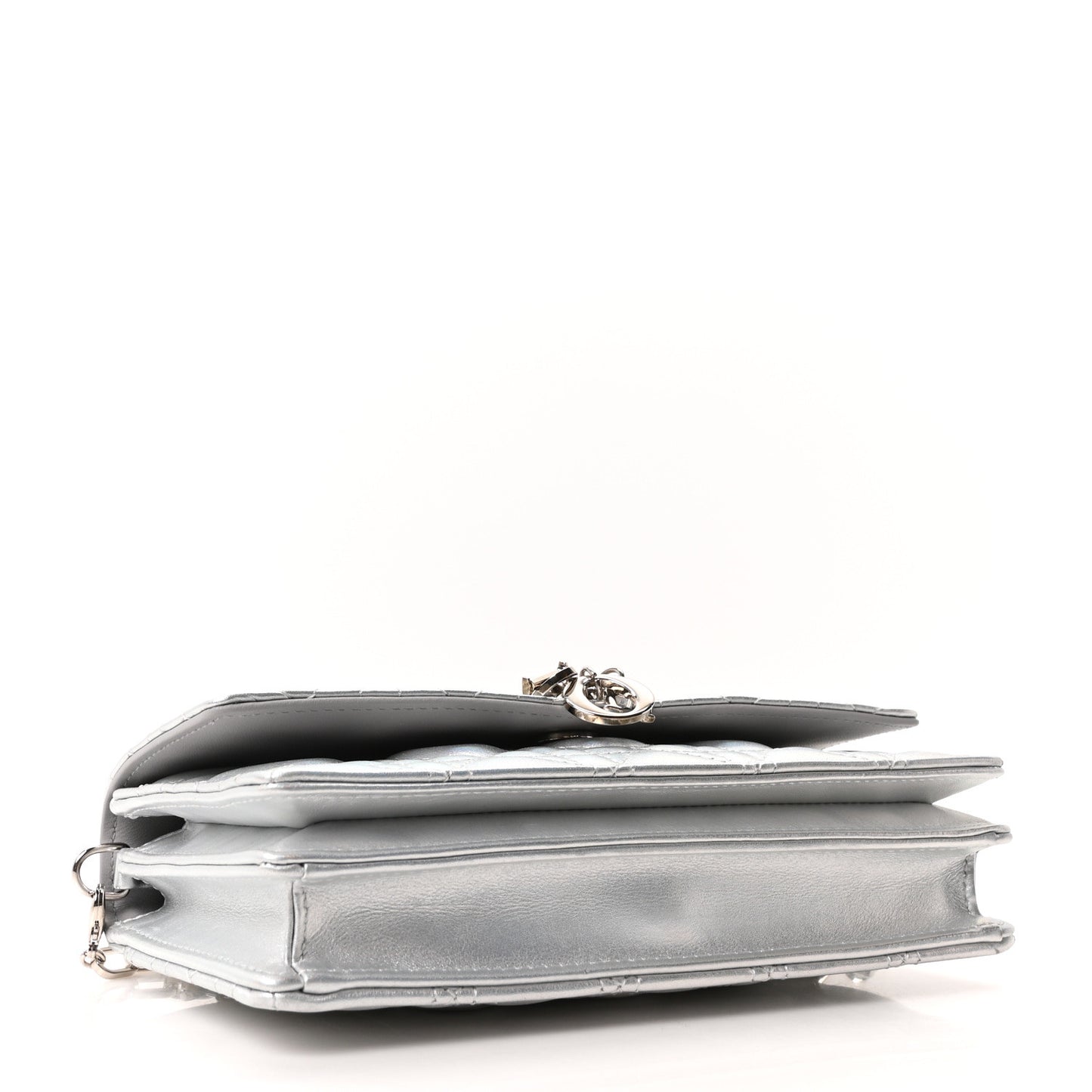 Iridescent Metallic Lambskin Cannage Mini My Dior Bag Silver