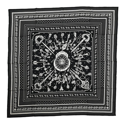 Hermes Cashmere Silk Les Cles Bandana Shawl 140 Black White 1 of 6