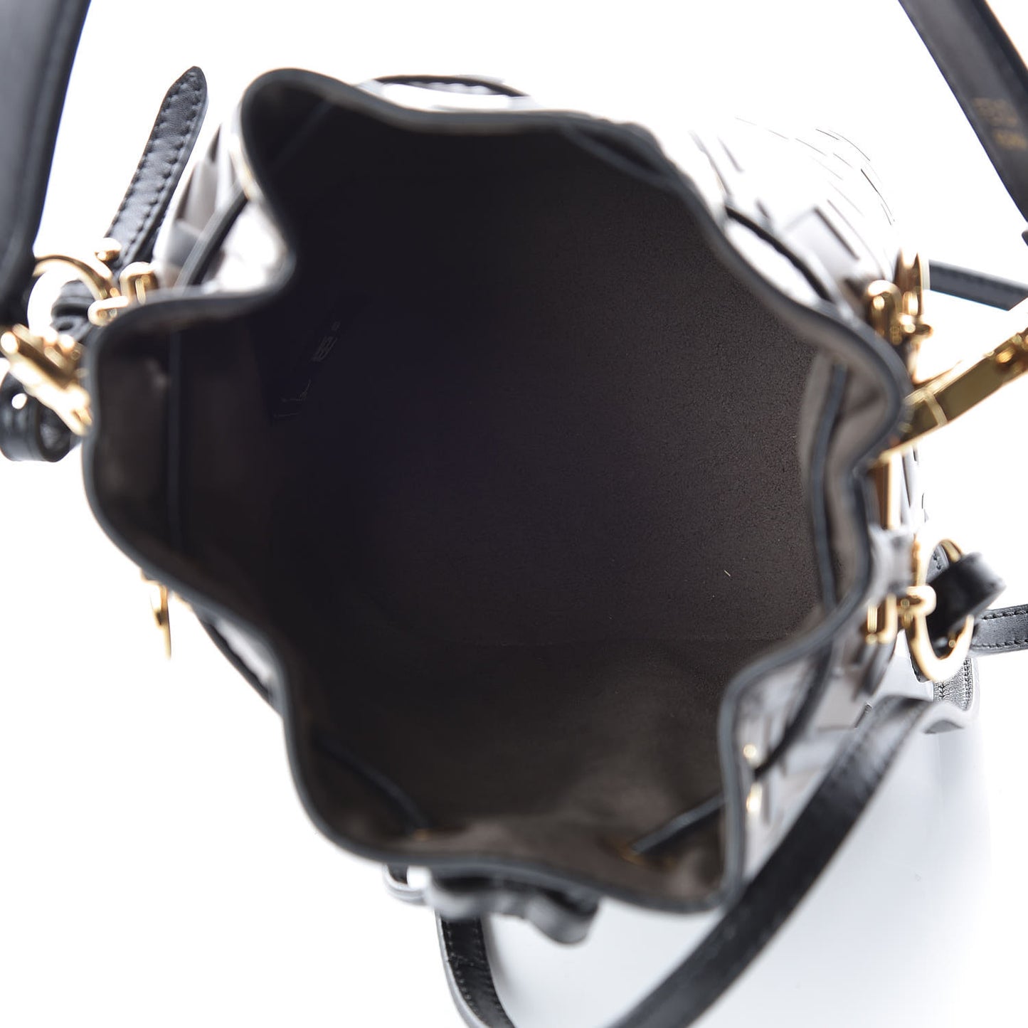 Vitello Liberty F is Fendi Bi-Color FF 1974 Embossed Mini Mon Tresor Bucket Bag Maya Black
