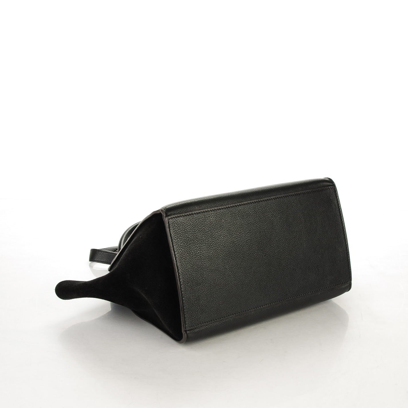 Drummed Calfskin Suede Medium Trapeze Black