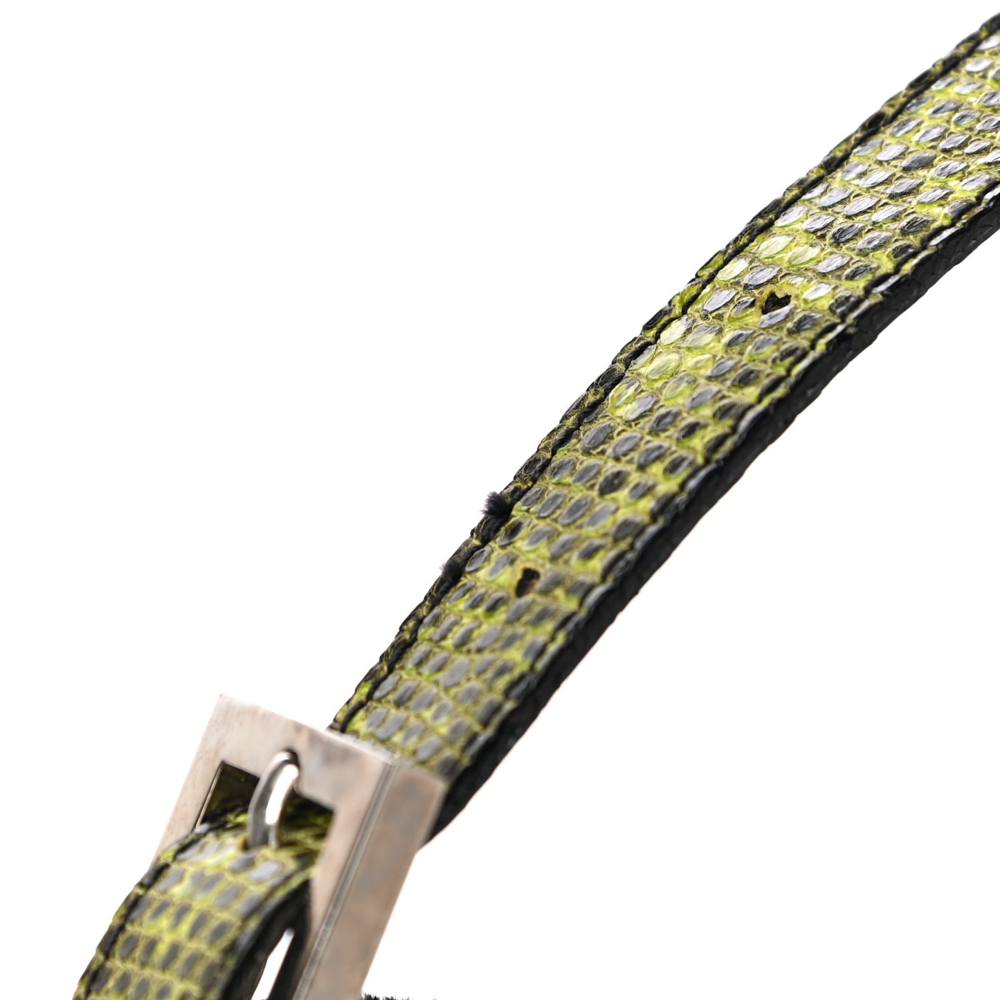 Shearling Lizard Beaded Baguette Black Green Multicolor