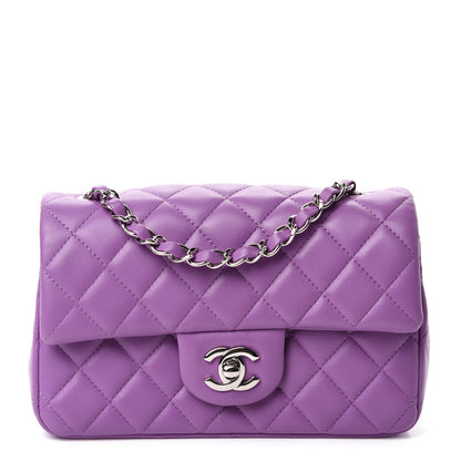Chanel Lambskin Quilted Mini Rectangular Flap Purple 1 of 12