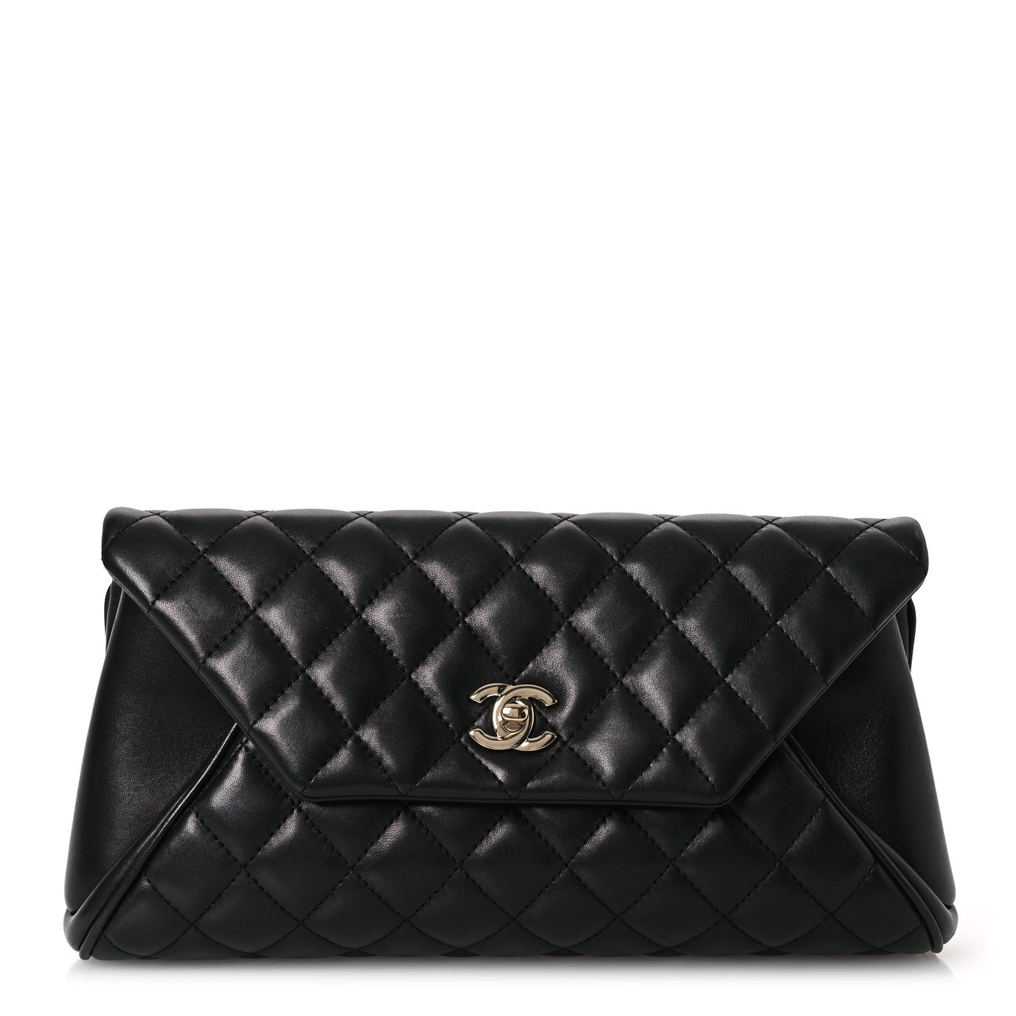 Lambskin Quilted Fold Up Again Clutch Black