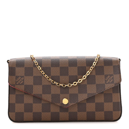 Louis Vuitton Damier Ebene Pochette Felicie Chain Wallet 1 of 11