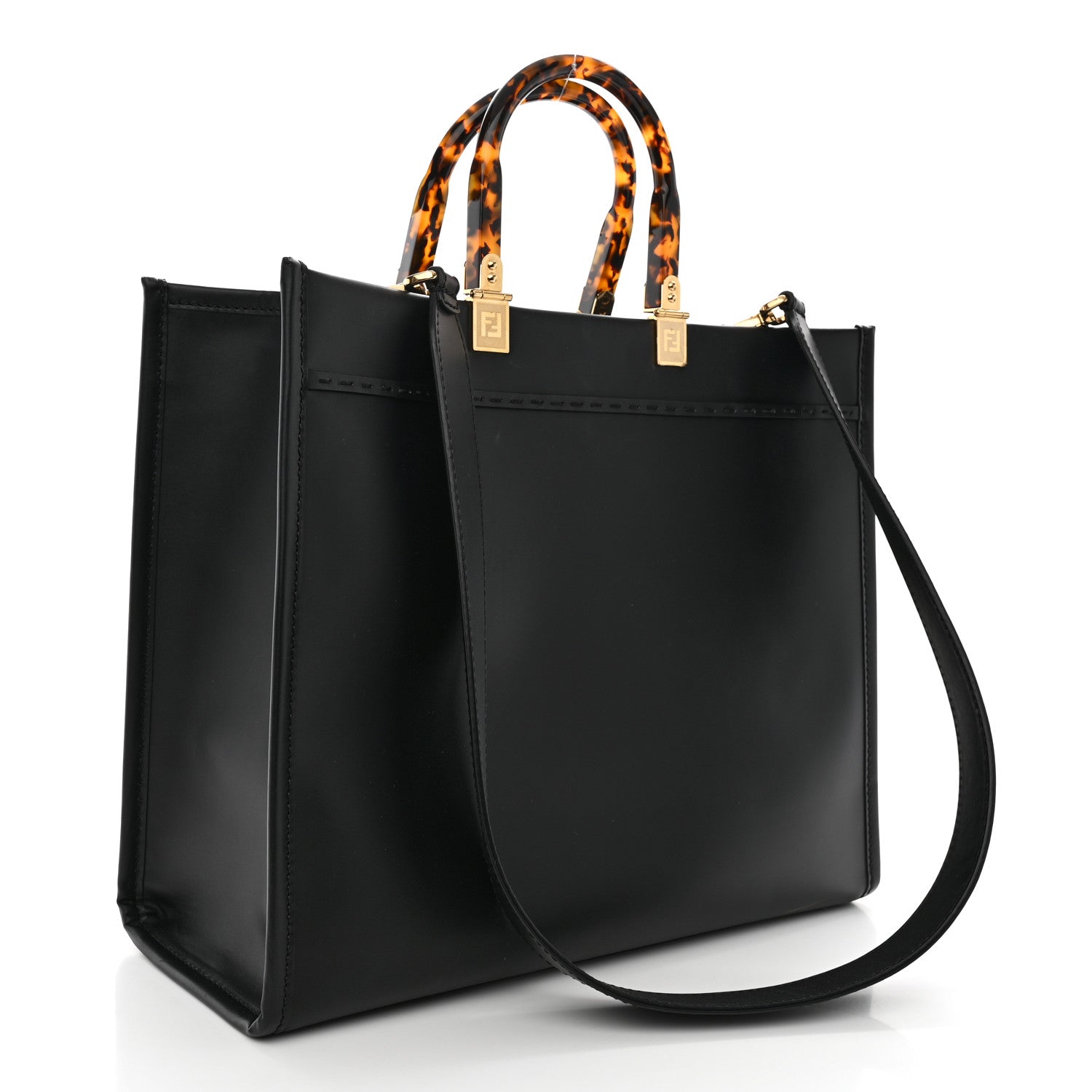 Fendi Vitello King Plexiglass Medium Fendi Sunshine Shopper Tote Black 3 of 11