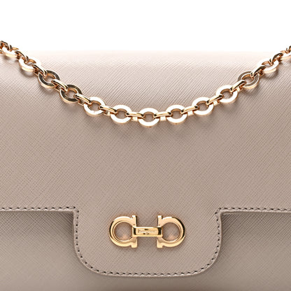 Salvatore Ferragamo Hammered Calfskin Gancini Flap Bag Beige 8 of 10