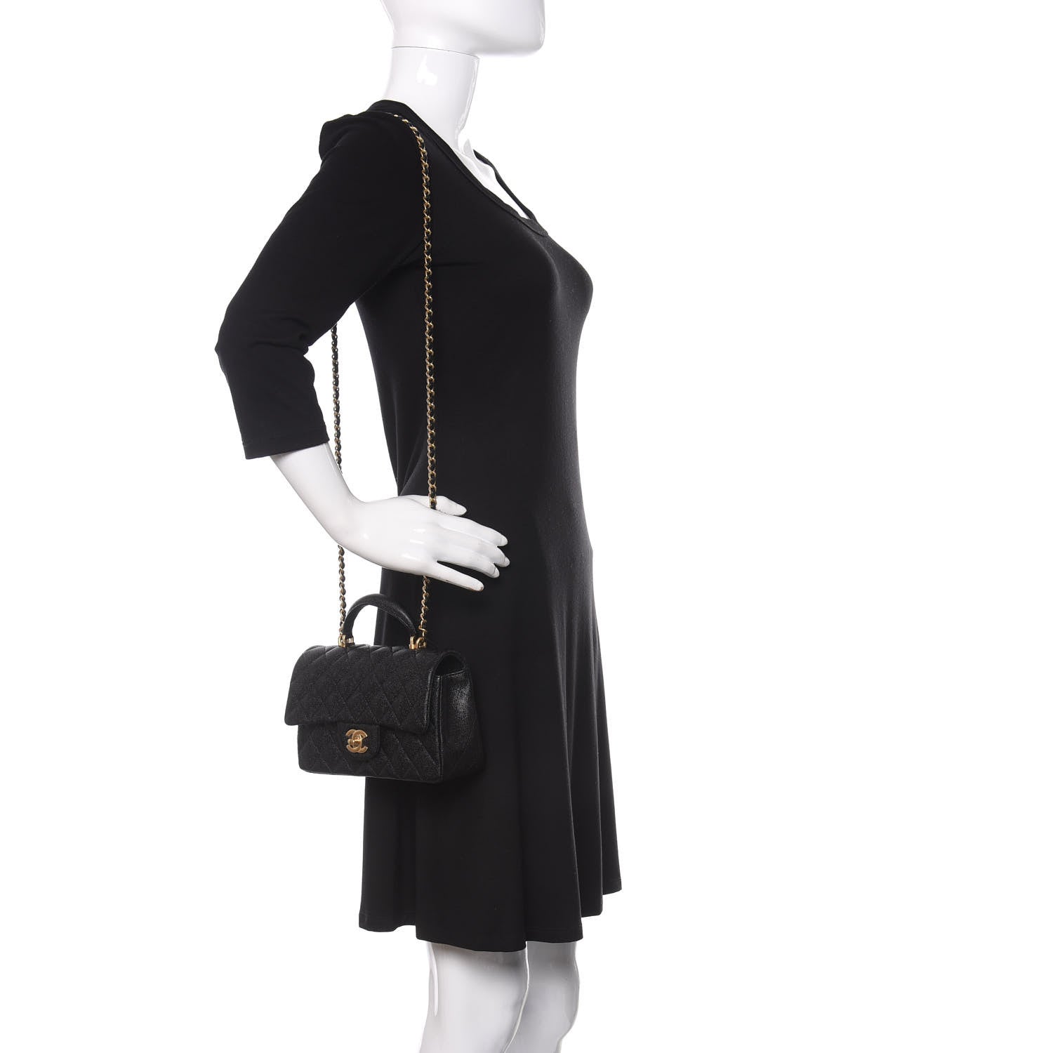 Chanel Caviar Quilted Mini Top Handle Rectangular Flap Black 2 of 11