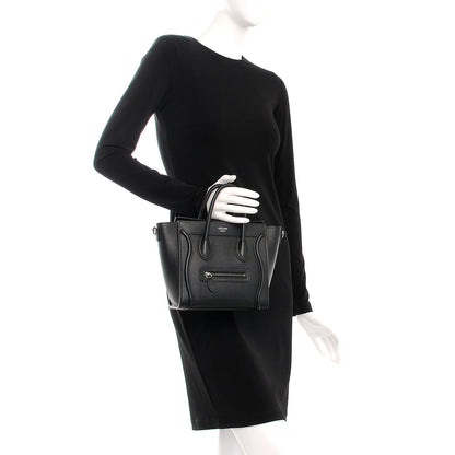 Celine Drummed Calfskin Nano Luggage Black 3 of 8