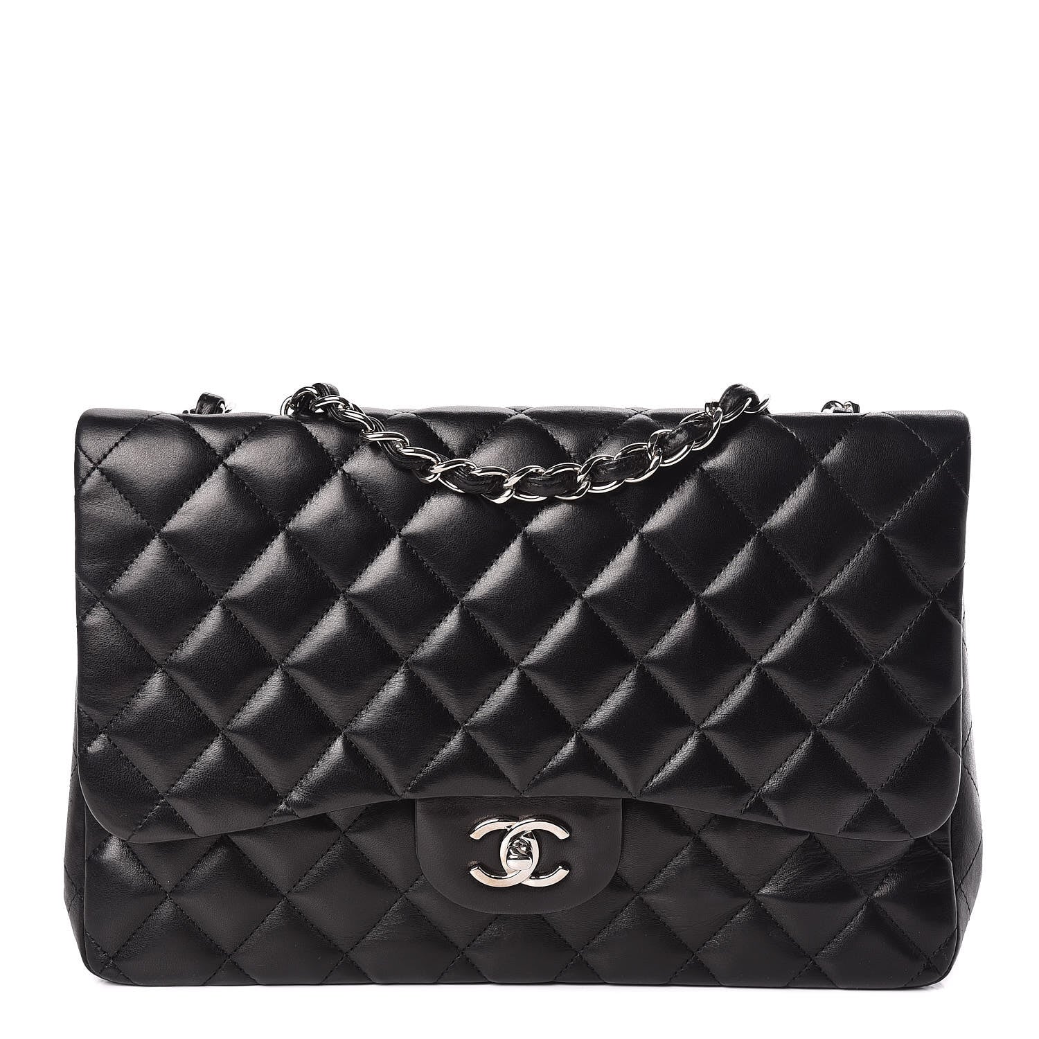 Chanel Lambskin Quilted Jumbo Single Flap Black 1 of 10