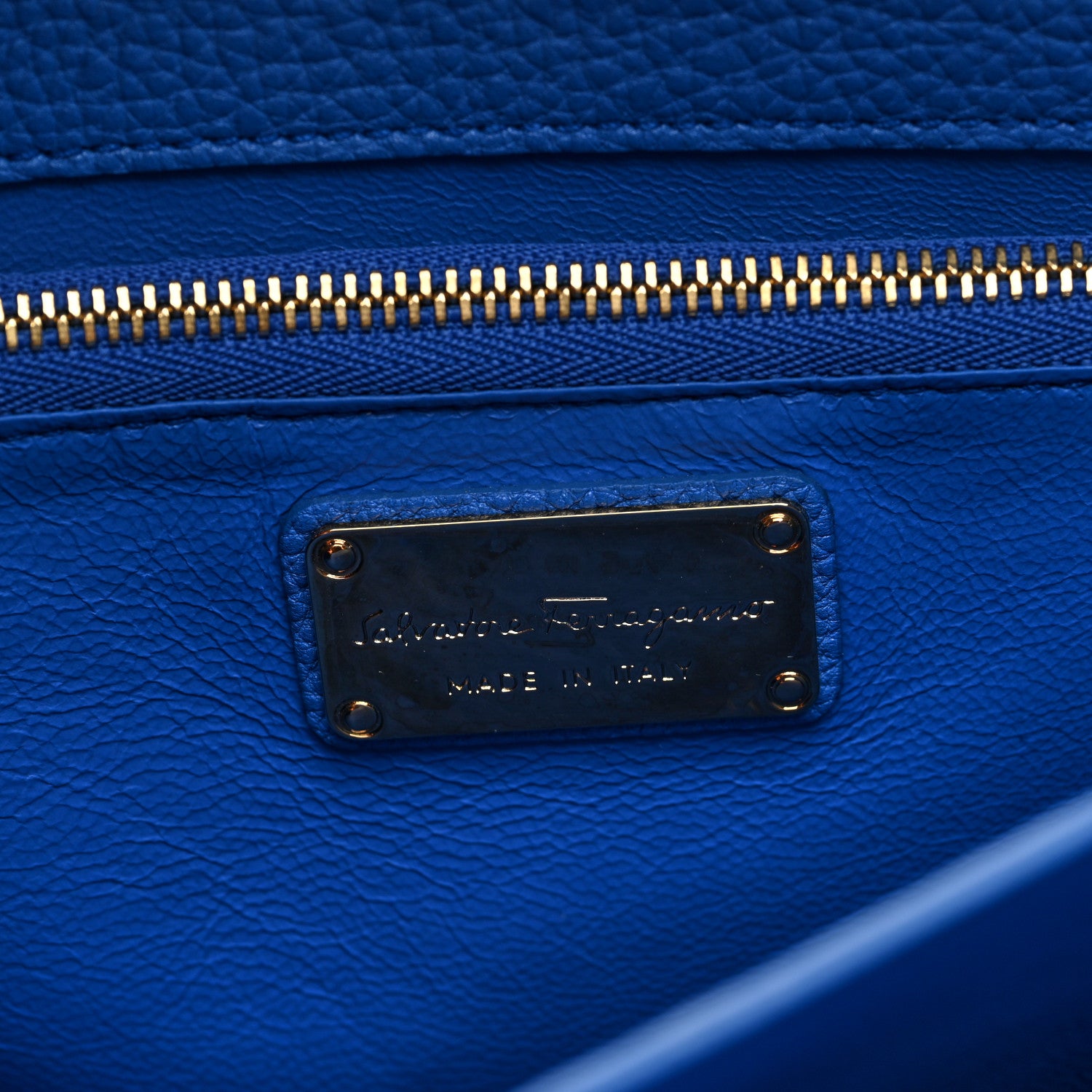 Salvatore Ferragamo Calfskin Lotty Satchel Bleu Indien 6 of 9