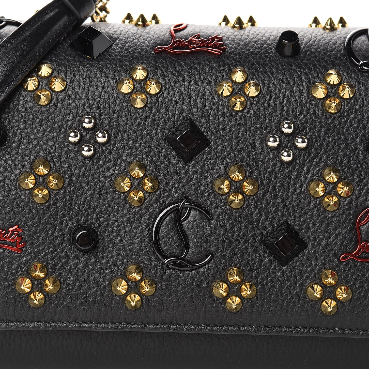 Christian Louboutin Calfskin Spikes Loubinthesky Paloma Clutch Black Multimetal 8 of 12