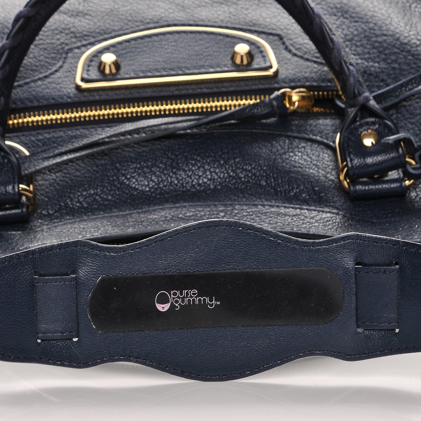 Chevre Gold Metallic Edge Hardware City Bleu Nuit Dark Sea