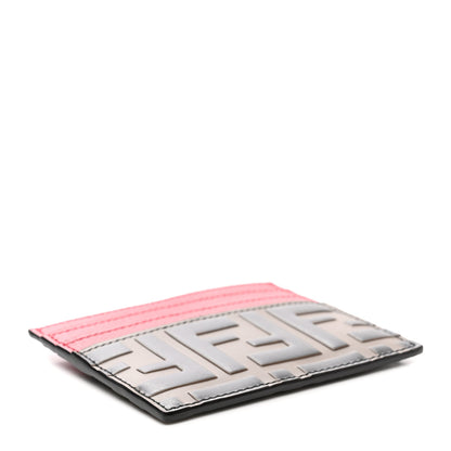 Fendi Vitello Cruise Bi-Color FF 1974 Embossed Card Holder Maya Black Fragola 4 of 8