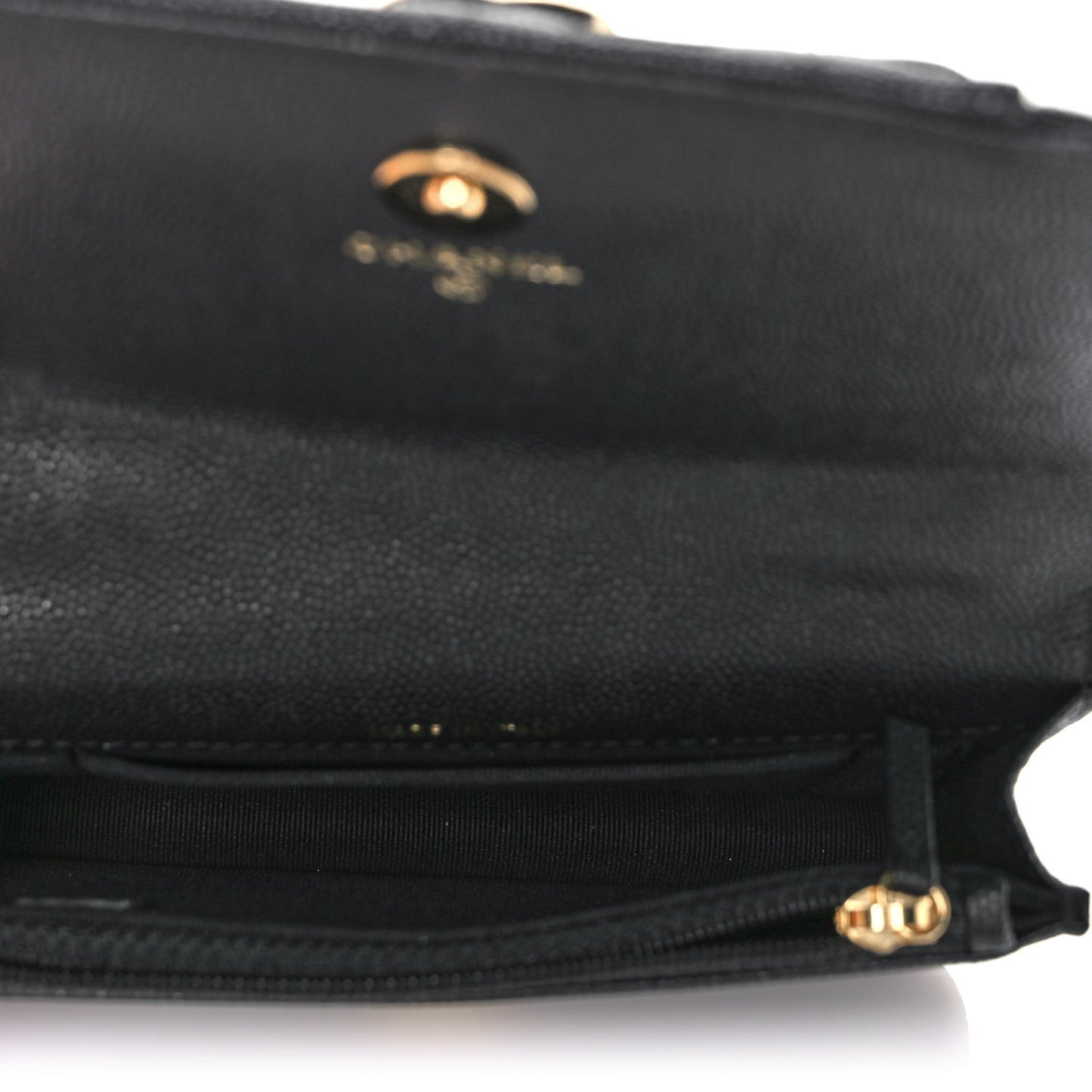 Caviar Quilted Pocket Twins Clutch With Chain Black