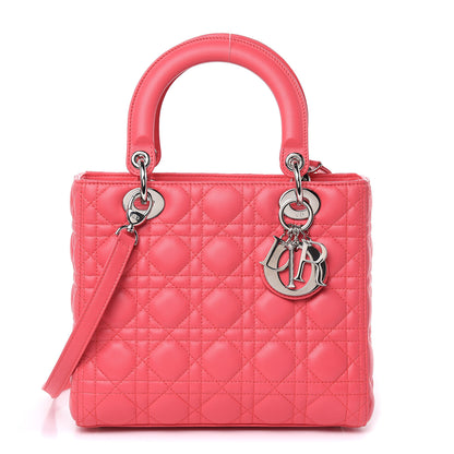Christian Dior Lambskin Cannage Medium Lady Dior Coral 1 of 11