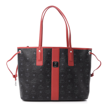 MCM Visetos Medium Liz Reversible Shopper Tote Black Red 3 of 19