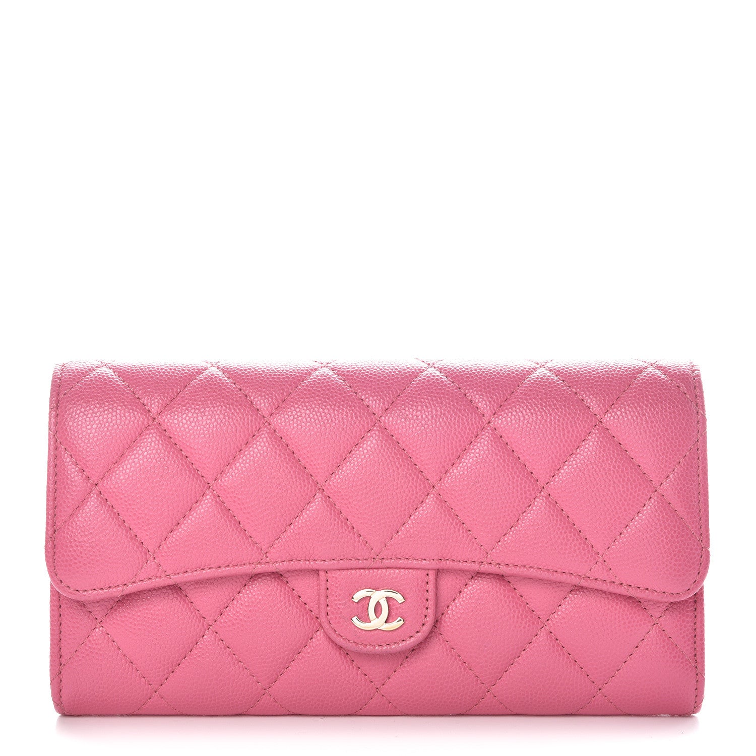 Chanel Caviar Quilted Large Gusset Flap Wallet Pink 1 of 11