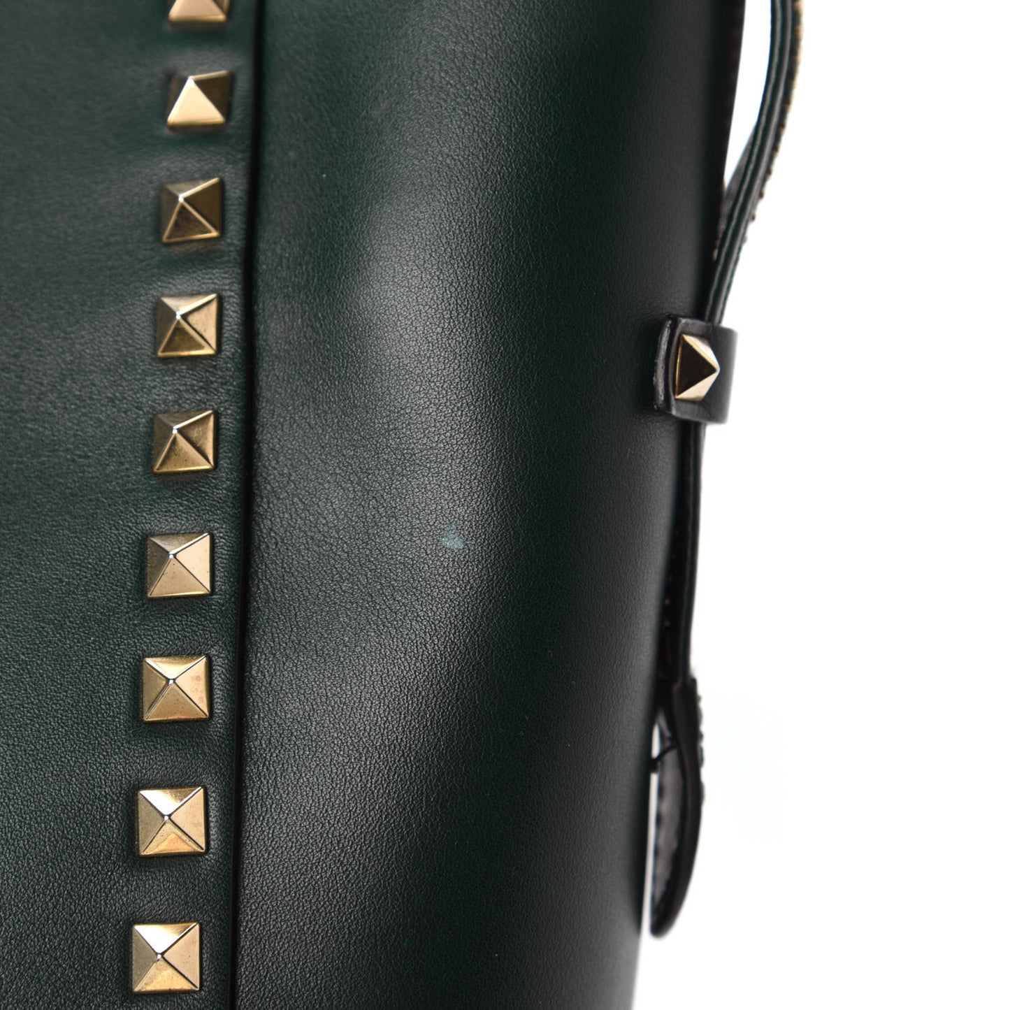 Vitello Rockstud Double Handle Tote Green