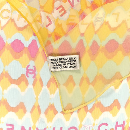 Chanel Silk Chiffon CC Scarf Yellow Pink 3 of 3
