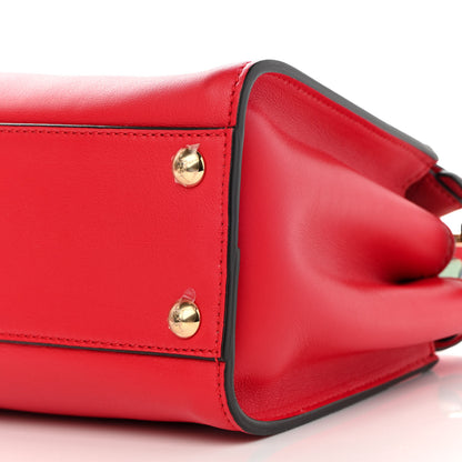Fendi Vitello Seta Nabuk Pequin Mini Peekaboo Iconic Satchel Rosso Cardinale Tobacco Moro 11 of 11