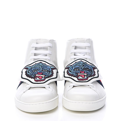 Gucci Calfskin Ayers Embroidered Web Mens Ace Removable Patches High Top Sneakers 8.5 White 2 of 7