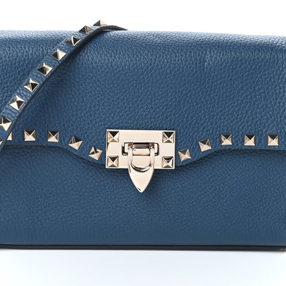 Valentino Garavani Pebbled Calfskin Medium Rockstud Flip Lock Crossbody Bag Peacock 5 of 7