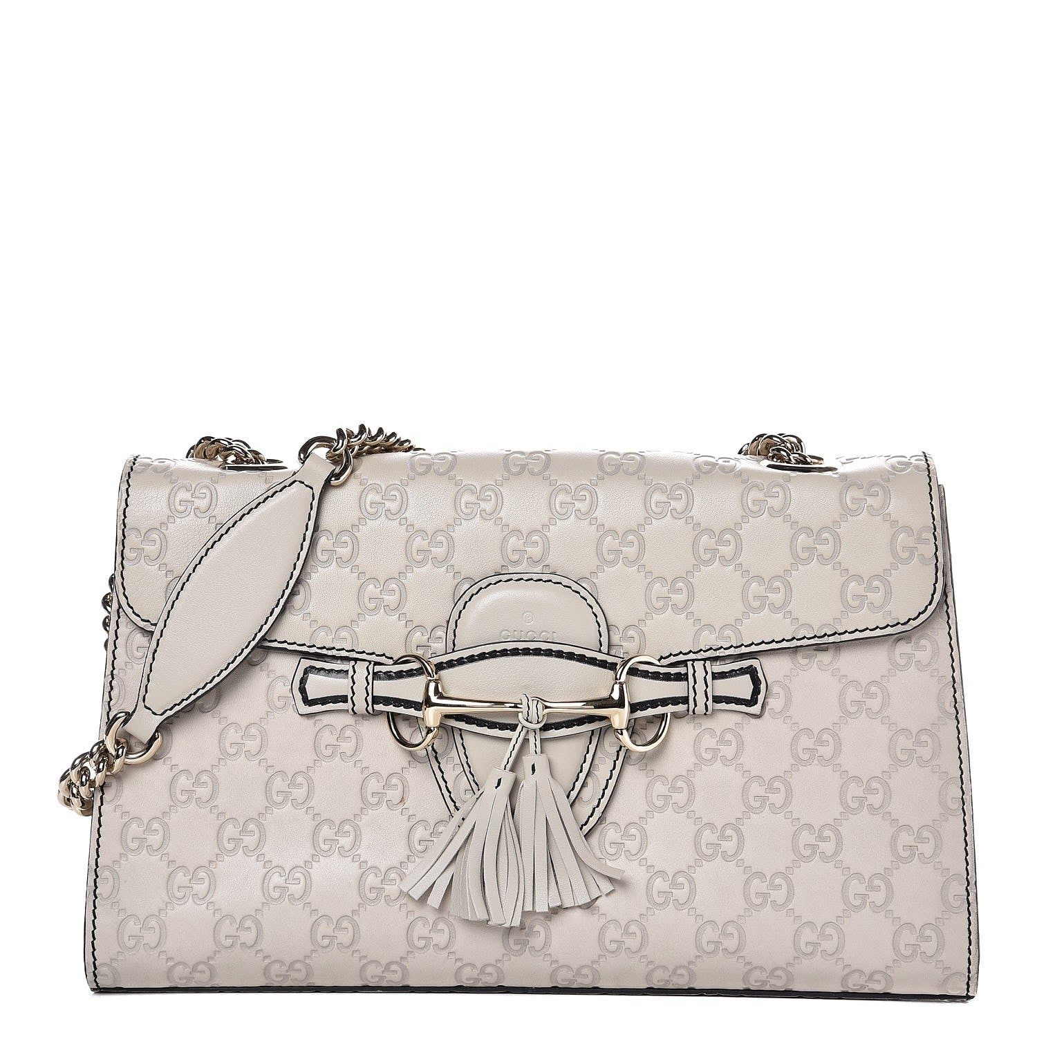 Gucci Guccissima Signature Medium Emily Chain Shoulder Bag Mystic White 1 of 7