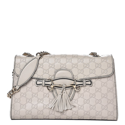 Gucci Guccissima Signature Medium Emily Chain Shoulder Bag Mystic White 1 of 7