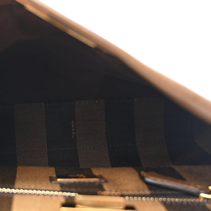 Fendi Vitello Seta Fabric Jacquard Pequin Medium Peekaboo Iconic Satchel Foresta Tobacco 4 of 9