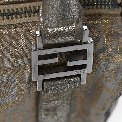 Fendi Metallic Jacquard Zucchino Mini Forever Boston Gold Silver 15 of 41