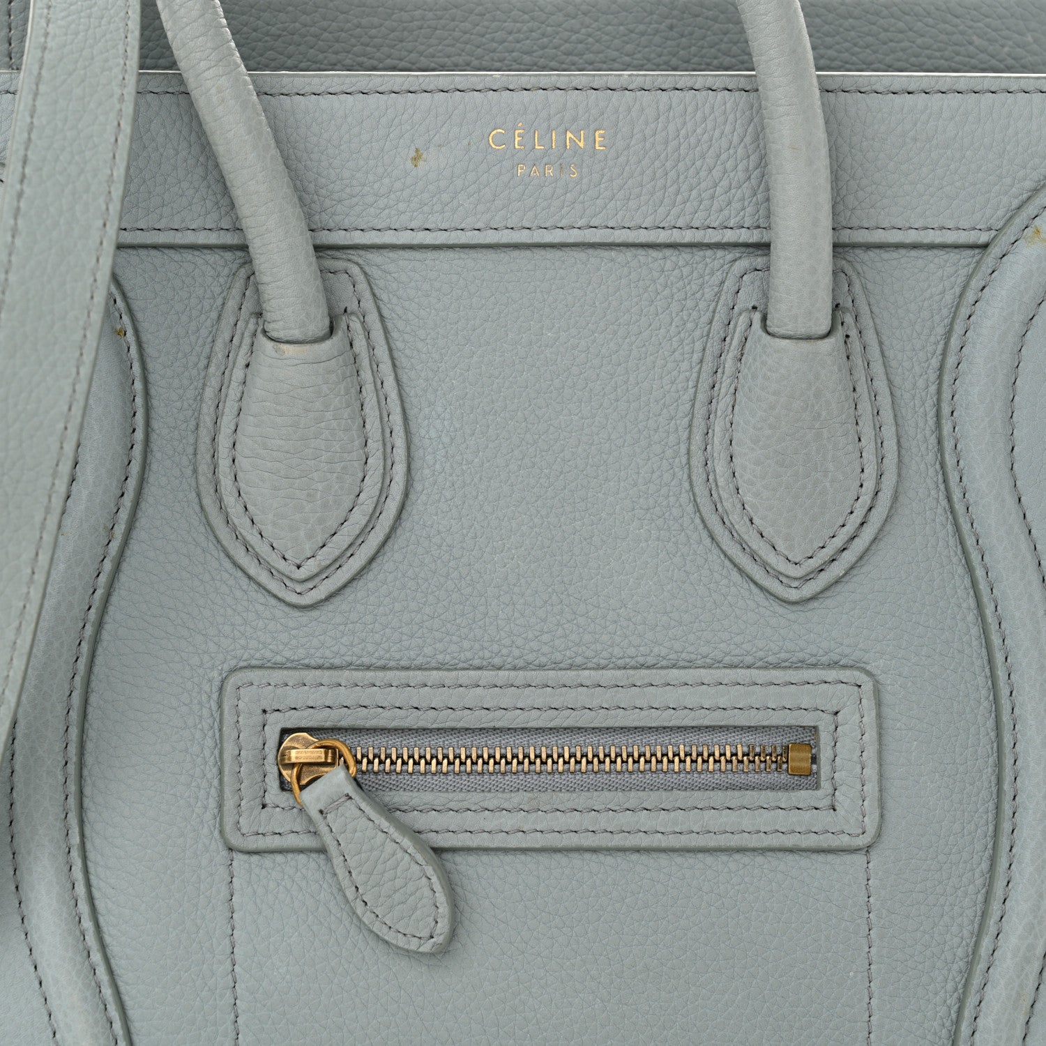 Celine Drummed Calfskin Nano Luggage Almond 8 of 17