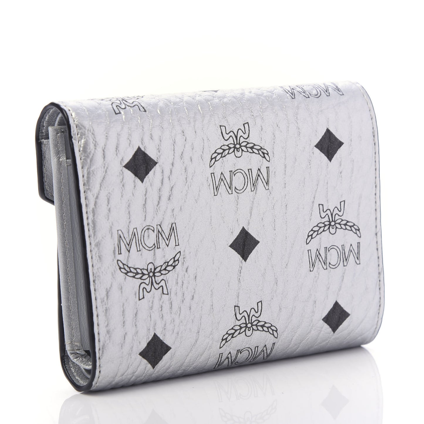 Metallic Visetos Compact Wallet Silver