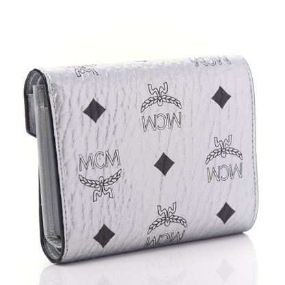 MCM Metallic Visetos Compact Wallet Silver 3 of 10