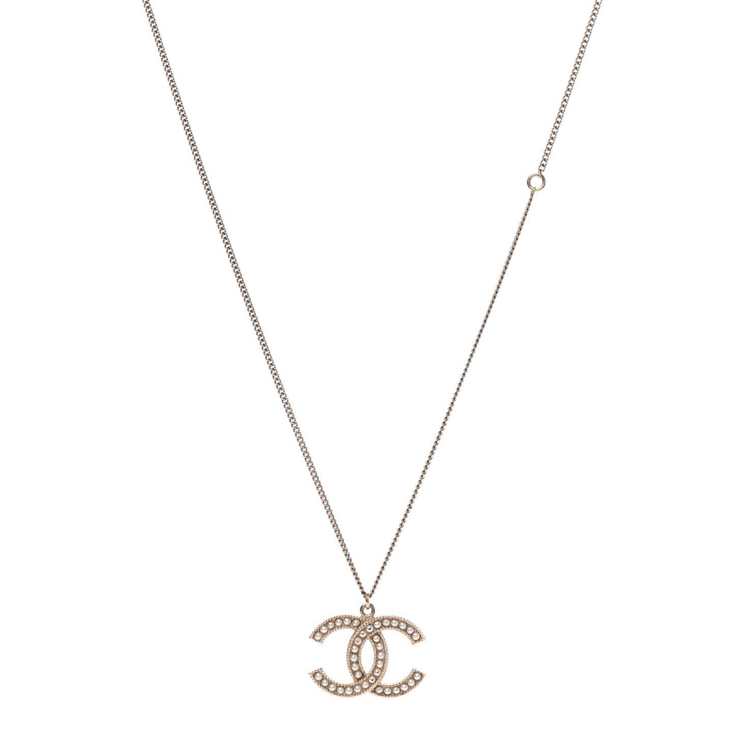 Pearl CC Pendant Necklace Gold