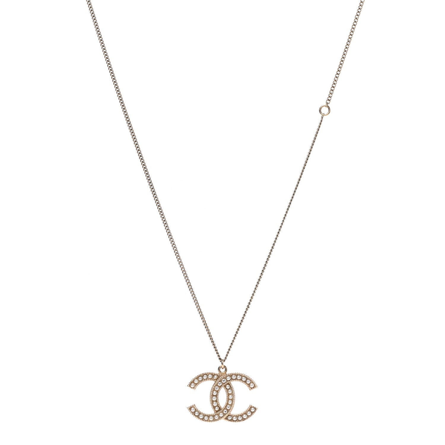Chanel Pearl CC Pendant Necklace Gold 1 of 4