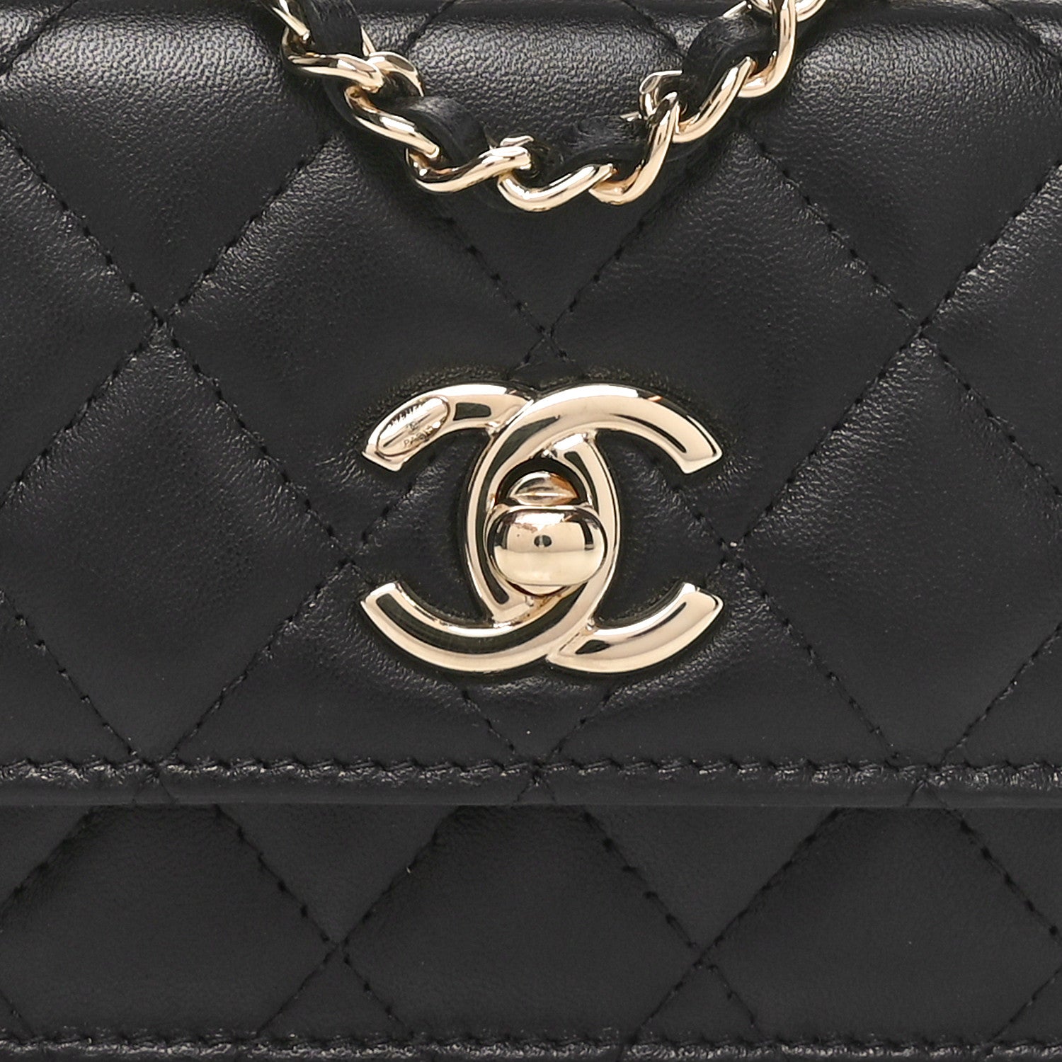 Chanel Lambskin Quilted Trendy CC Card Holder On Chain Black 10 of 12