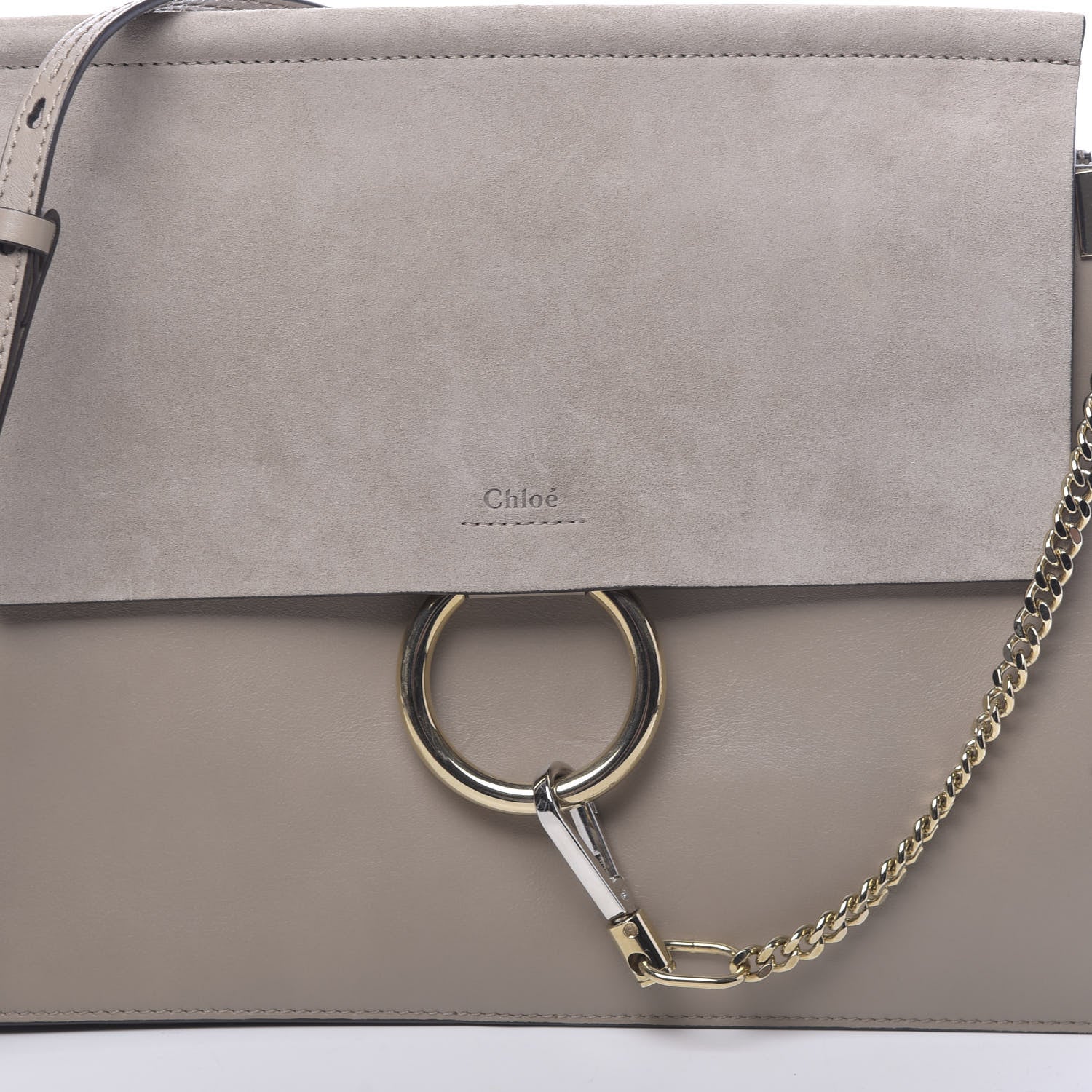 Chloe Calfskin Suede Medium Faye Shoulder Bag Motty Grey 7 of 10
