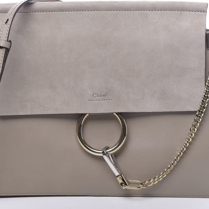 Chloe Calfskin Suede Medium Faye Shoulder Bag Motty Grey 7 of 10